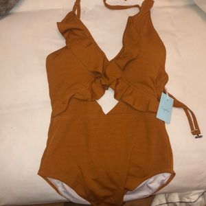 Mustard Color One Piece Swimsuit